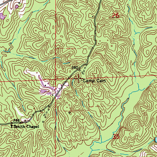 Topographic Map of Camp Cemetery, MS