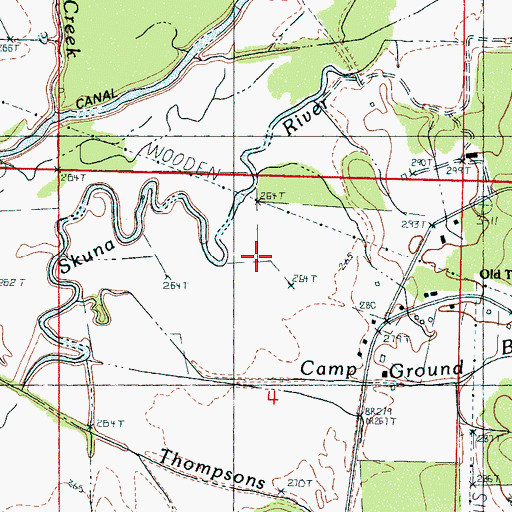 Topographic Map of Camp Ground Branch, MS