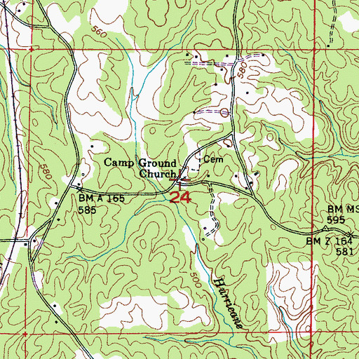 Topographic Map of Camp Ground Church, MS