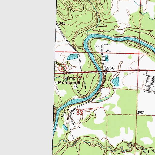 Topographic Map of Camp Mondamin, MS