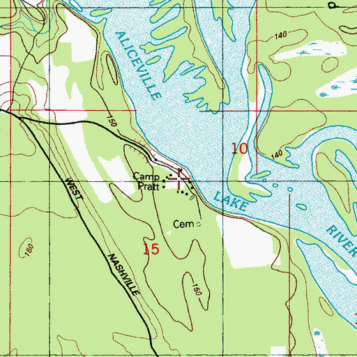 Topographic Map of Camp Pratt, MS