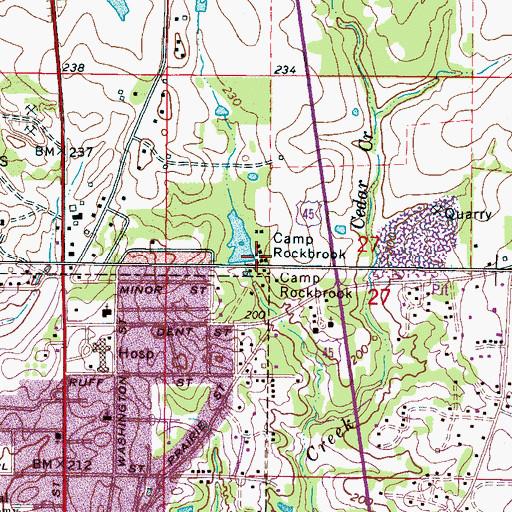 Topographic Map of Camp Rockbrook, MS