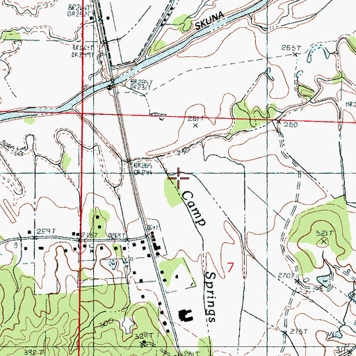 Topographic Map of Camp Springs Creek, MS