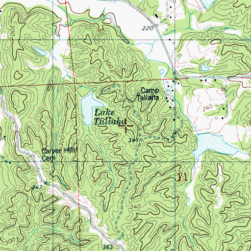 Topographic Map of Camp Talla Refuge, MS