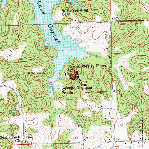 Topographic Map of Camp Wesley Pines, MS