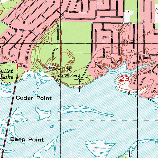 Topographic Map of Camp Wilkes, MS