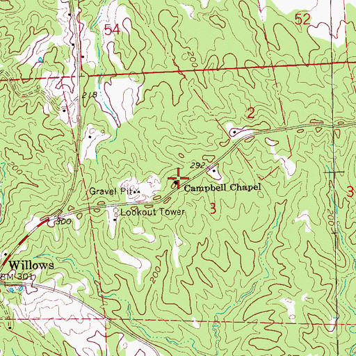 Topographic Map of Campbell Chapel, MS