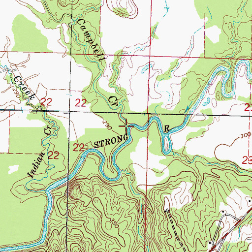 Topographic Map of Campbell Creek, MS