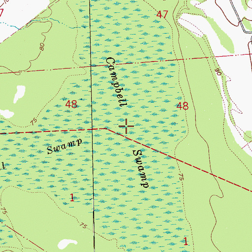 Topographic Map of Campbell Swamp, MS