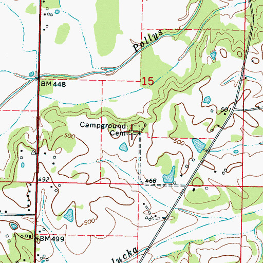 Topographic Map of Campground Cemetery, MS