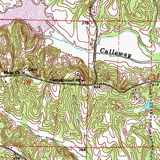 Topographic Map of Campground Church, MS