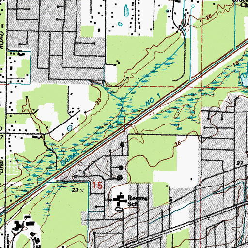 Topographic Map of Canal Number One, MS