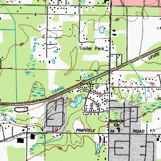 Topographic Map of Canal Number Three, MS