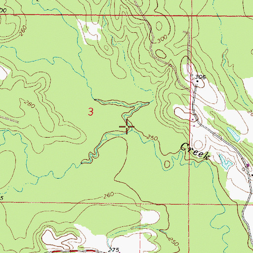 Topographic Map of Cane Creek, MS