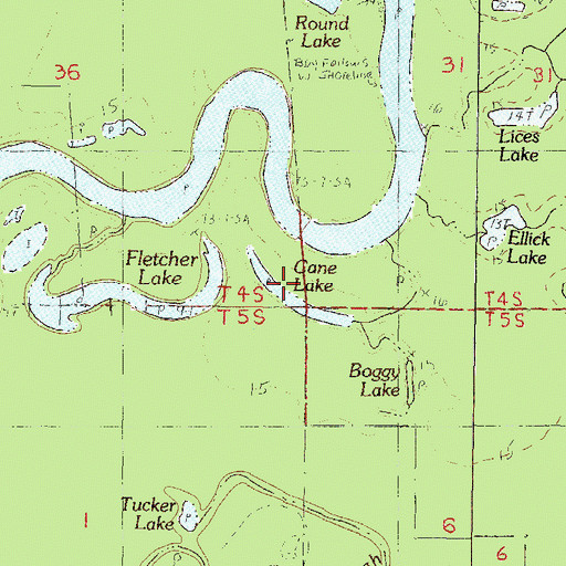 Topographic Map of Cane Lake, MS