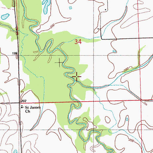 Topographic Map of Caney Branch, MS