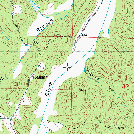 Topographic Map of Caney Branch, MS