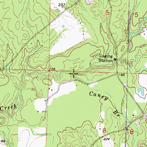 Topographic Map of Caney Branch, MS