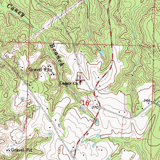 Topographic Map of Caney Church, MS