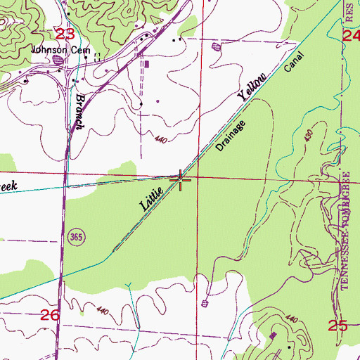 Topographic Map of Caney Creek, MS