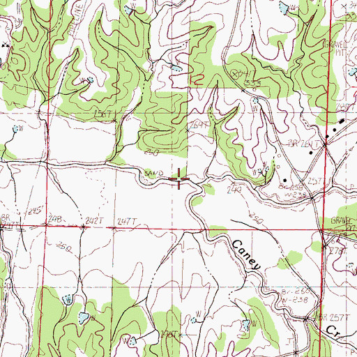 Topographic Map of Caney Creek, MS