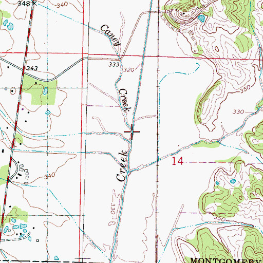 Topographic Map of Caney Creek, MS
