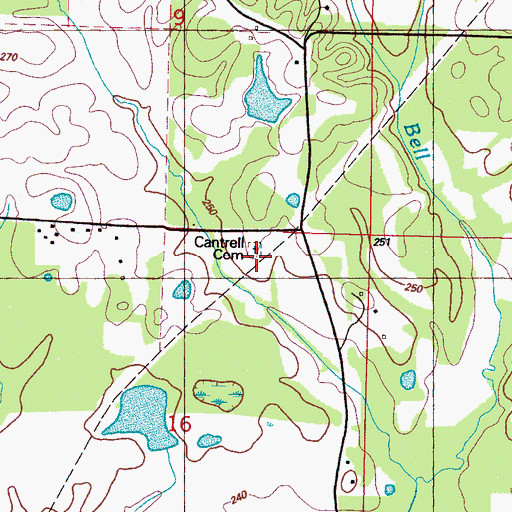 Topographic Map of Cantrell Cemetery, MS