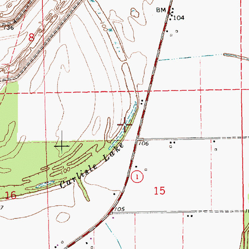 Topographic Map of Carlisle Lake, MS