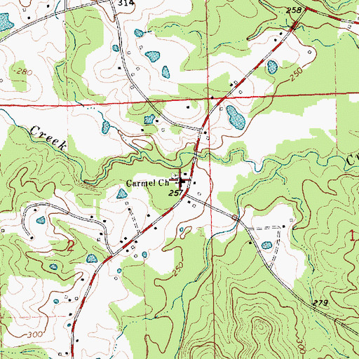 Topographic Map of Carmel Church, MS