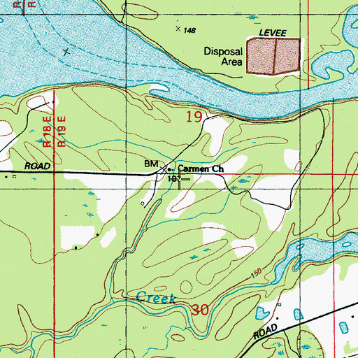 Topographic Map of Carmen Church, MS
