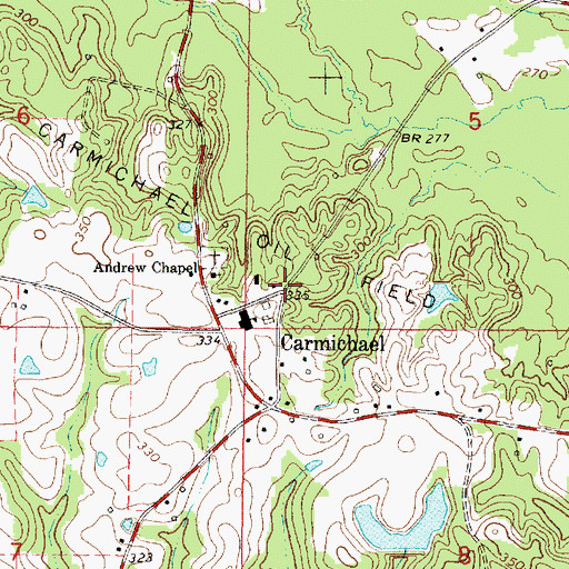 Topographic Map of Carmichael, MS
