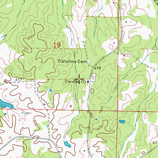 Topographic Map of Carolina Church, MS