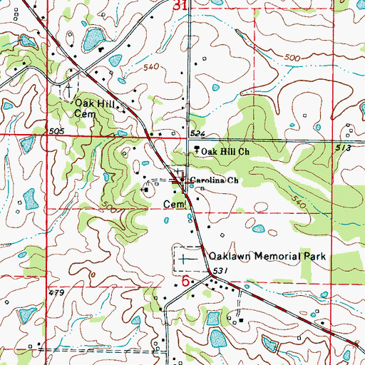 Topographic Map of Carolina Church, MS