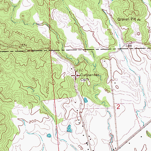 Topographic Map of Carpenter Cemetery, MS