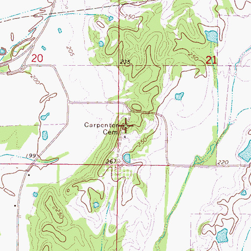 Topographic Map of Carpenter Cemetery, MS