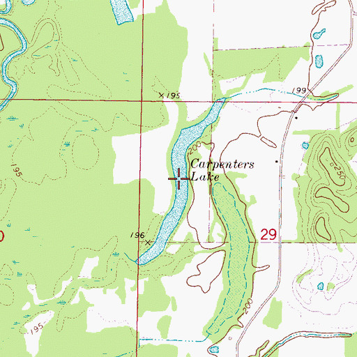 Topographic Map of Carpenters Lake, MS