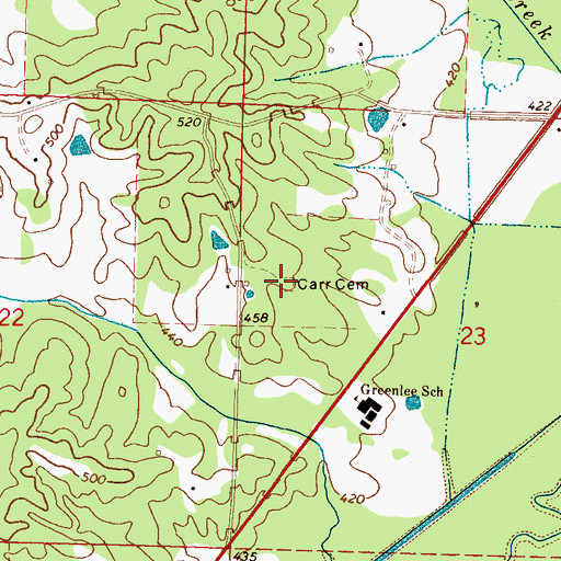 Topographic Map of Carr Cemetery, MS