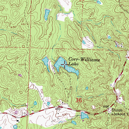 Topographic Map of Carr-Williams Lake, MS