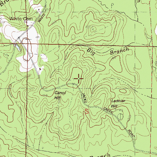 Topographic Map of Carrol Hill, MS