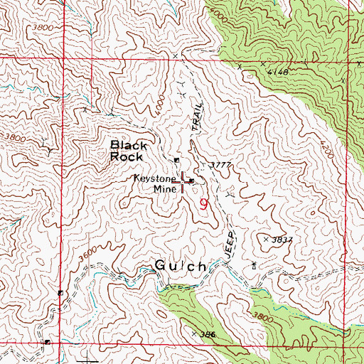 Topographic Map of Keystone Mine, AZ