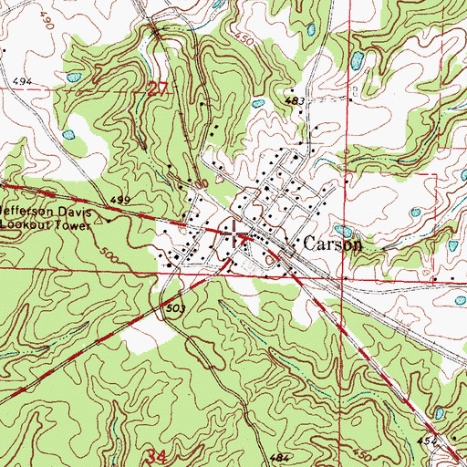 Topographic Map of Carson, MS