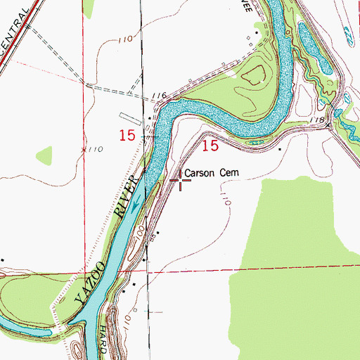 Topographic Map of Carson Cemetery, MS