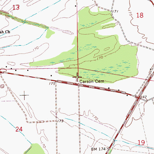 Topographic Map of Carson Cemetery, MS