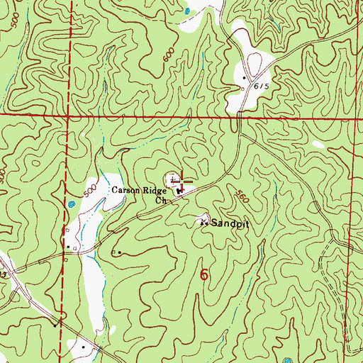 Topographic Map of Carson Ridge Baptist Church, MS