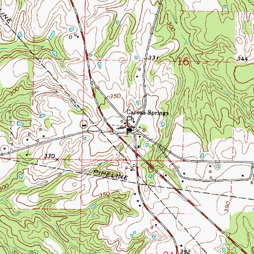 Topographic Map of Carson Springs Baptist Church, MS