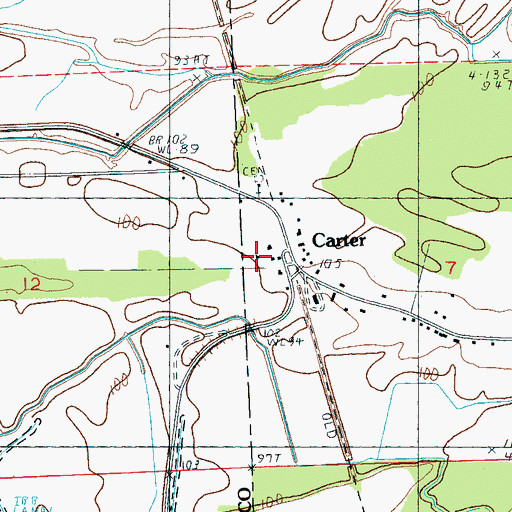 Topographic Map of Carter, MS