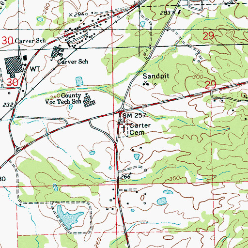 Topographic Map of Carter Cemetery, MS