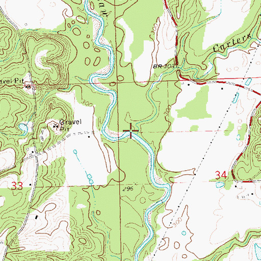 Topographic Map of Carters Creek, MS