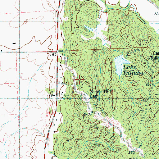 Topographic Map of Carver Hill Cemetery, MS