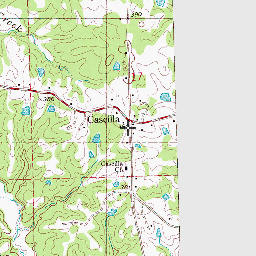 Topographic Map of Cascilla, MS